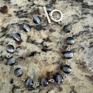 Blue tiger’s eye bracelet, 8” total length